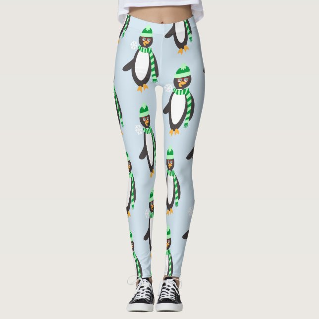 Muster für das Tragen eines Pinguin-Zeichentrickmu Leggings (Vorderseite)