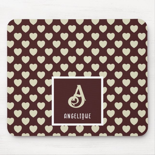 Muster für den Monogramm-Namen Rot und hellgrüne H Mousepad (Vorne)