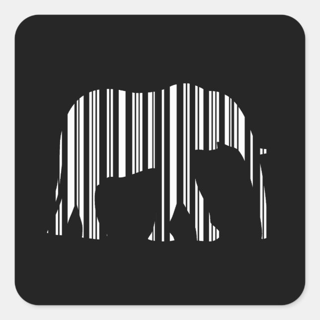 Muster für den Tiercode von ELEPHANT BARCODE-Bar Quadratischer Aufkleber (Vorderseite)