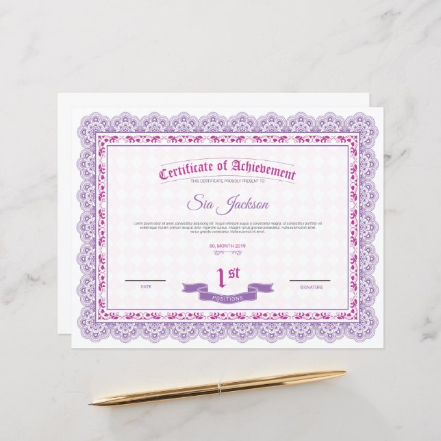 Muster für die berufliche Bescheinigung der Erfüll (Vorderseite/Rückseite Beispiel)