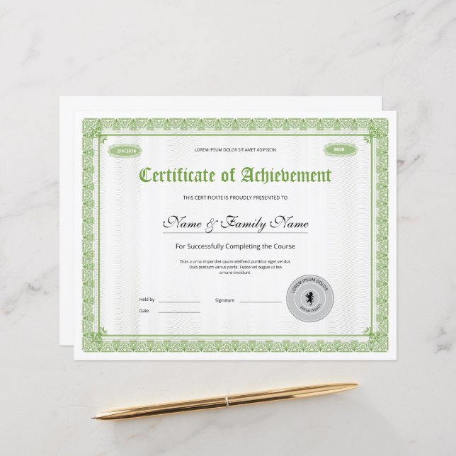 Muster für die berufliche Bescheinigung der Erfüll (Vorderseite/Rückseite Beispiel)