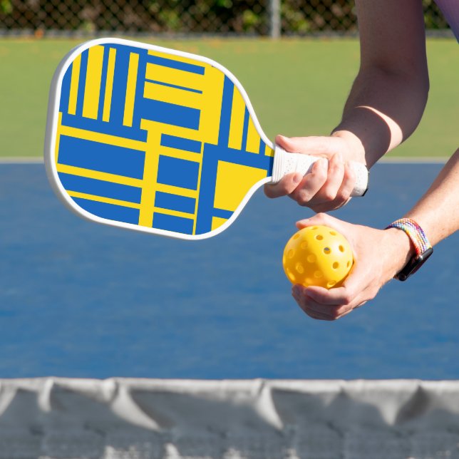Muster für die blaue und gelbe Farblinie Pickleball Schläger (InSitu)