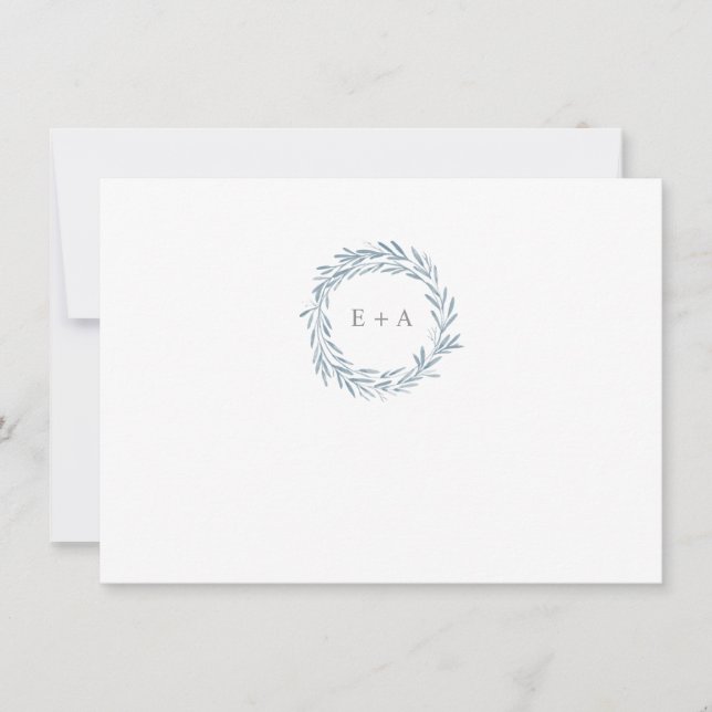 Muster für die blaue Wasserfarbe Monogram Vielen D Mitteilungskarte (Vorderseite)