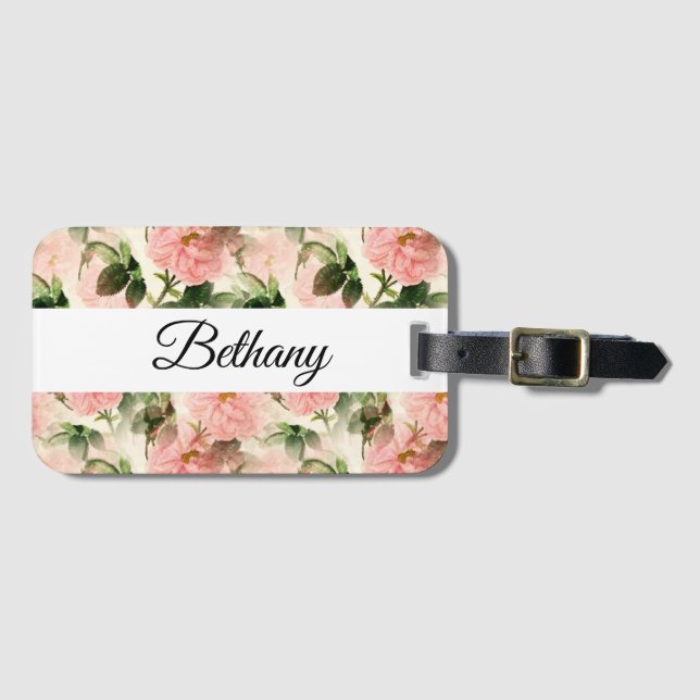Muster für die Blume der Vintagen Rose   Gepäckanhänger (Vorderseite (Horizontal))
