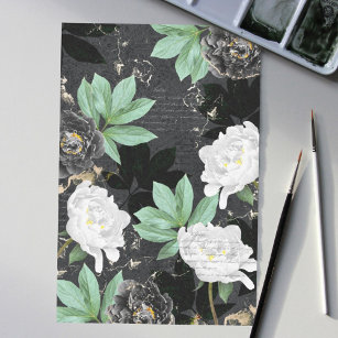 Muster für die fett-weiße und schwarze Blume Seidenpapier