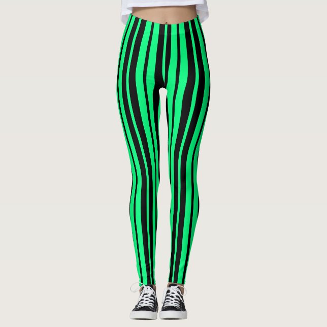 Muster für die Muster der grünen schwarzen vertika Leggings (Vorderseite)