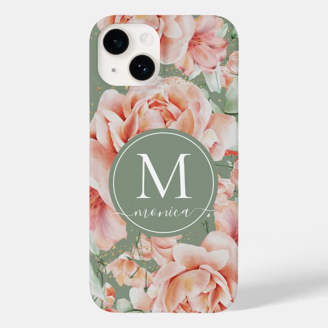 Muster für die Rose der grünen Flora Case-Mate iPhone Hülle (Rückseite)