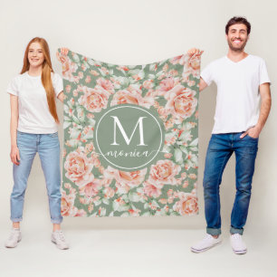 Muster für die Rose der grünen Flora Fleecedecke