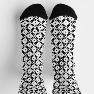 Muster für die Schwarz-weiße Blume Socken