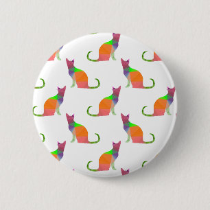 Muster für die Silhouette von niedrig polaren Katz Button