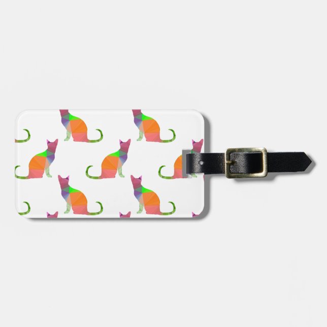 Muster für die Silhouette von niedrig polaren Katz Gepäckanhänger (Vorderseite horizontal)