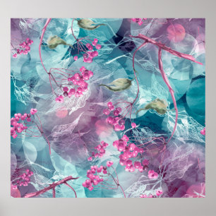 Muster für die Wasserfarbenmuster der Birch Branch Poster