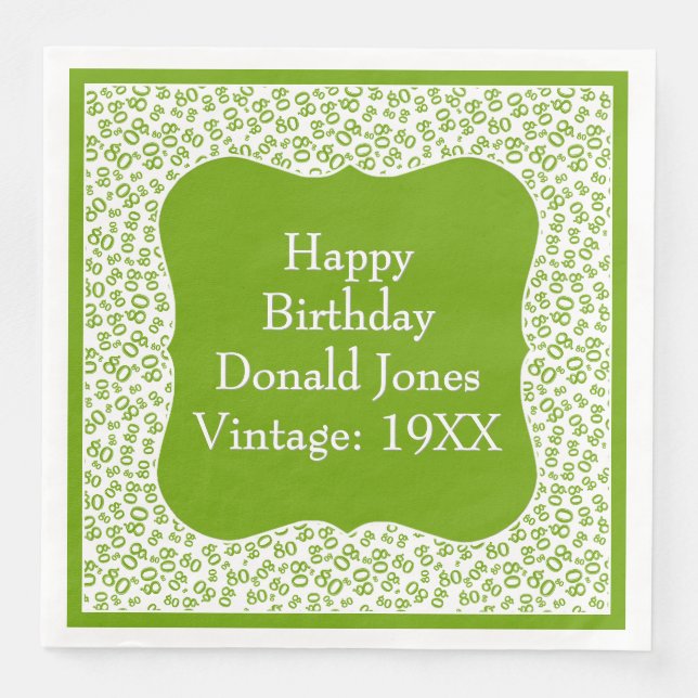 Muster für die Zahl der grünen/weißen Brackets am  Serviette (Vorderseite)