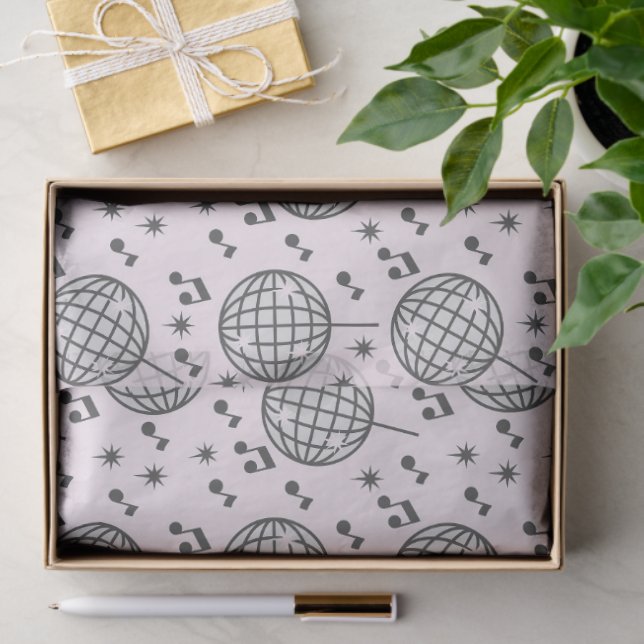 Muster für Diskobälle und Musiknoten Seidenpapier (Geschenk)