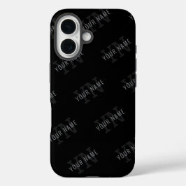 Muster für dunkelgraue und schwarze Monogramme iPhone 16 Hülle