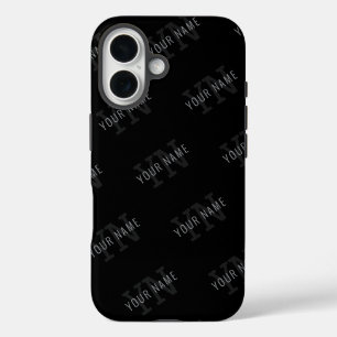 Muster für dunkelgraue und schwarze Monogramme iPhone 16 Hülle