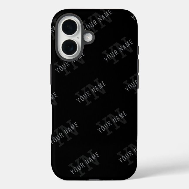 Muster für dunkelgraue und schwarze Monogramme Case-Mate iPhone Hülle (Rückseite)