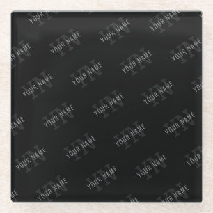 Muster für dunkelgraue und schwarze Monogramme Glasuntersetzer