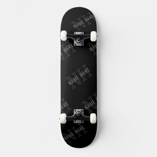 Muster für dunkelgraue und schwarze Monogramme Skateboard (Vorderseite)