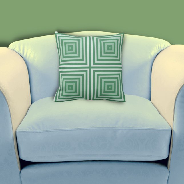 Muster für ein geometrisches, grünes Feld Kissen (Regular Geometric Green Nested Box Pattern Throw Pillow, Living Room)
