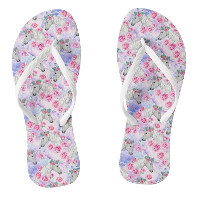 Muster für Einhorn und Rose Flip Flops (Fußbett)