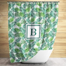 Muster für elegante Monogram Palm-Blätter Duschvorhang