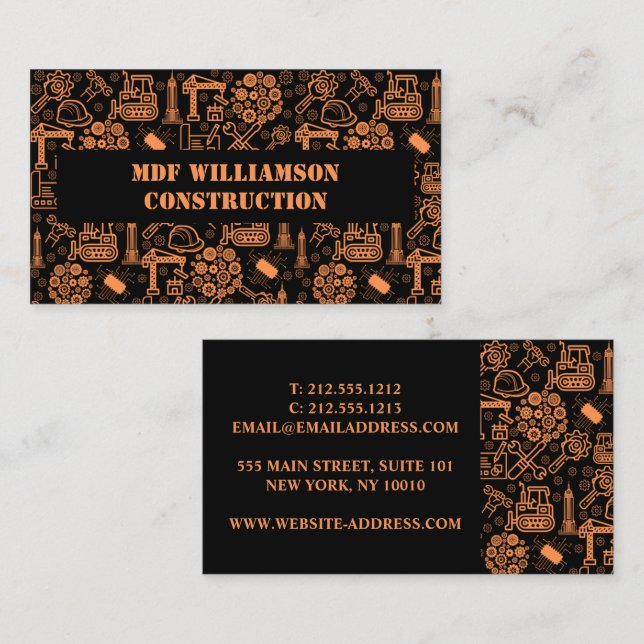 Muster für Entwickler eines Schwarzen Architekturk Visitenkarte (Vorne/Hinten)