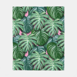 Muster für exotische grüne tropische Blätter Fleecedecke