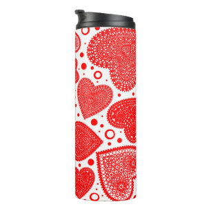 Muster für extravagante rote Herzen und Punkte Thermosbecher