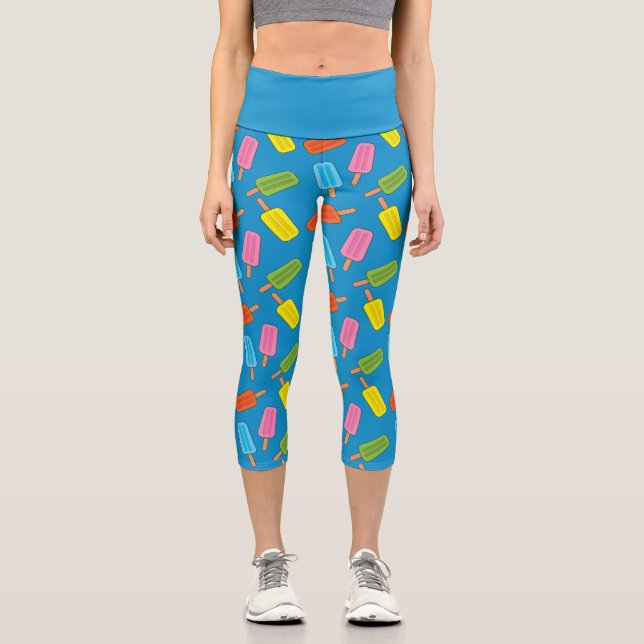 Muster für farbenfrohe Popsicles Capri Leggings (Vorderseite)