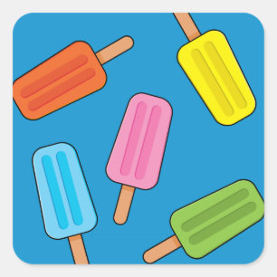 Muster für farbenfrohe Popsicles Quadratischer Aufkleber