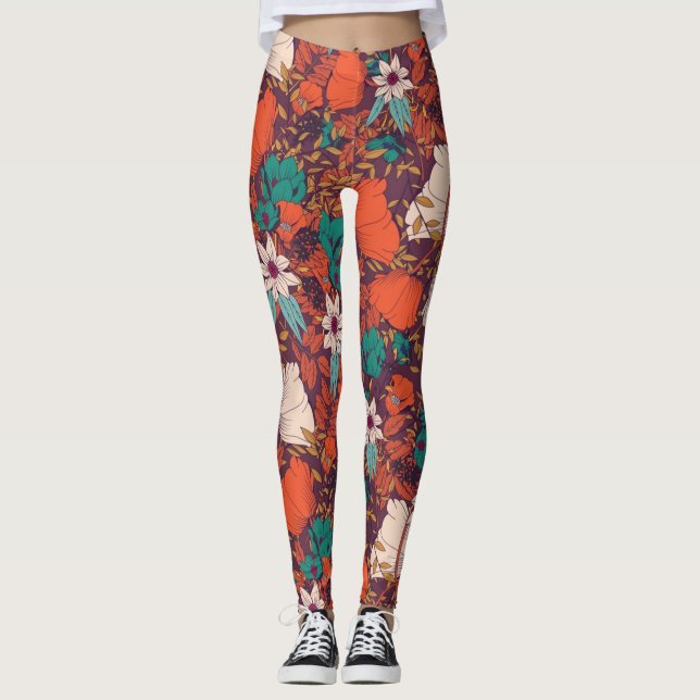 Muster für farbige Blume Leggings (Vorderseite)