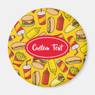 Muster für farbige Fast Food-Icons Magnet