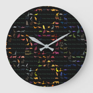 Muster für farbige Retro-Tiere #5 Große Wanduhr