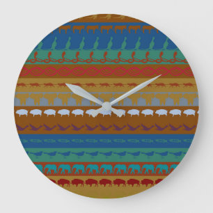 Muster für farbige Retro-Tiere #6 Große Wanduhr
