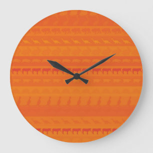 Muster für farbige Retro-Tiere #9 Große Wanduhr