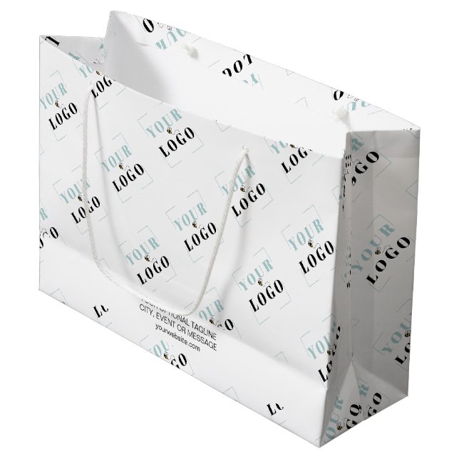 Muster für Firmenlogos mit benutzerdefiniertem Wer Große Geschenktüte (Vorderseite Schrägansicht)
