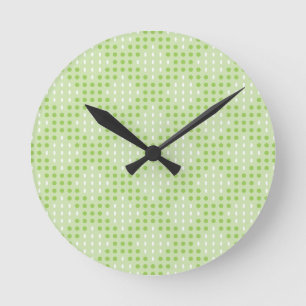 Muster für flache grüne Punkte und Ovale Runde Wanduhr