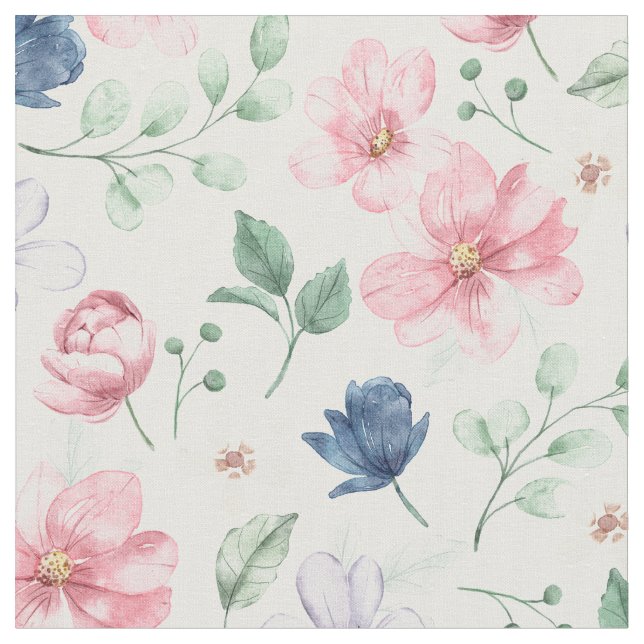 Muster für Frühlingsblumen und Blätter Stoff (Nahaufnahme)