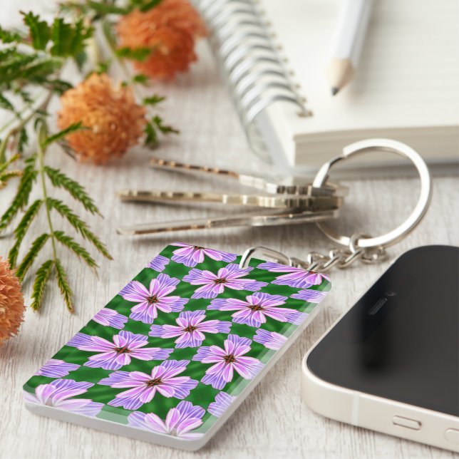 Muster für funkelnd rosa Blume Schlüsselanhänger (Vorderseite rechts)