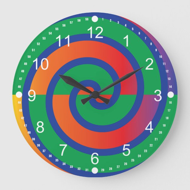 Muster für Funky Wirbel Große Wanduhr (Vorderseite)