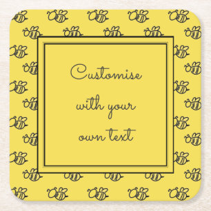 Muster für gelbe Sommerbienen mit benutzerdefinier Rechteckiger Pappuntersetzer