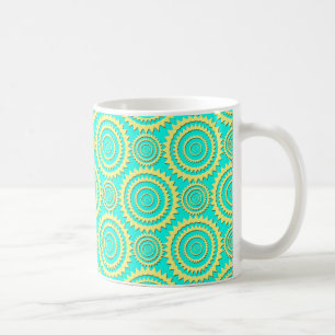 Muster für gelbe und minzgrüne geometrische Kreise Tasse