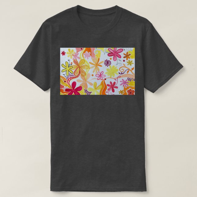 Muster für gelbe und rote Blume T-Shirt (Design vorne)