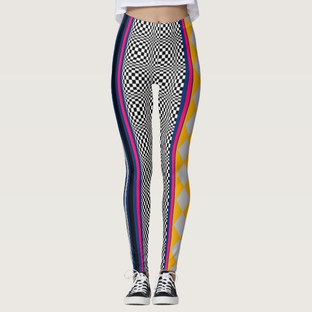 Muster für gemischte hintereinander gezogene Raute Leggings (Vorderseite)