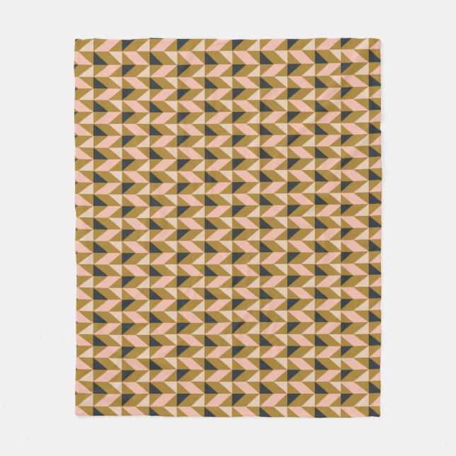 Muster für geometrische Formen | Gold Blush Black Fleecedecke (Vorderseite)