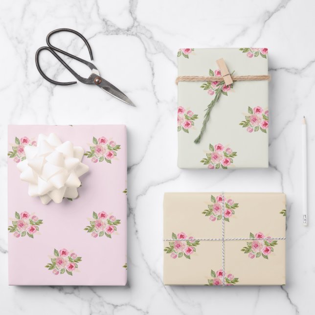 Muster für gestrichene Rose Geschenkpapier Set (Vorderseite)
