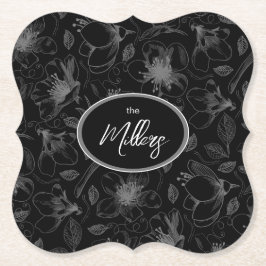 Muster für gezeichnete florale Kontur Grau/schwarz Untersetzer