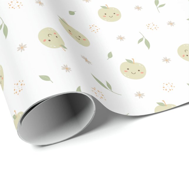 Muster für glückliche Äpfel - Papierrollen Geschenkpapier (Rolleneckpunkt)