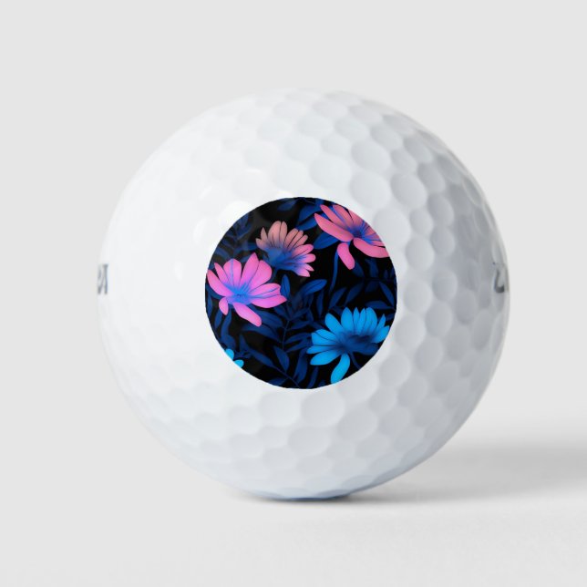 Muster für glühende Neon-Blume Golfball (Vorderseite)